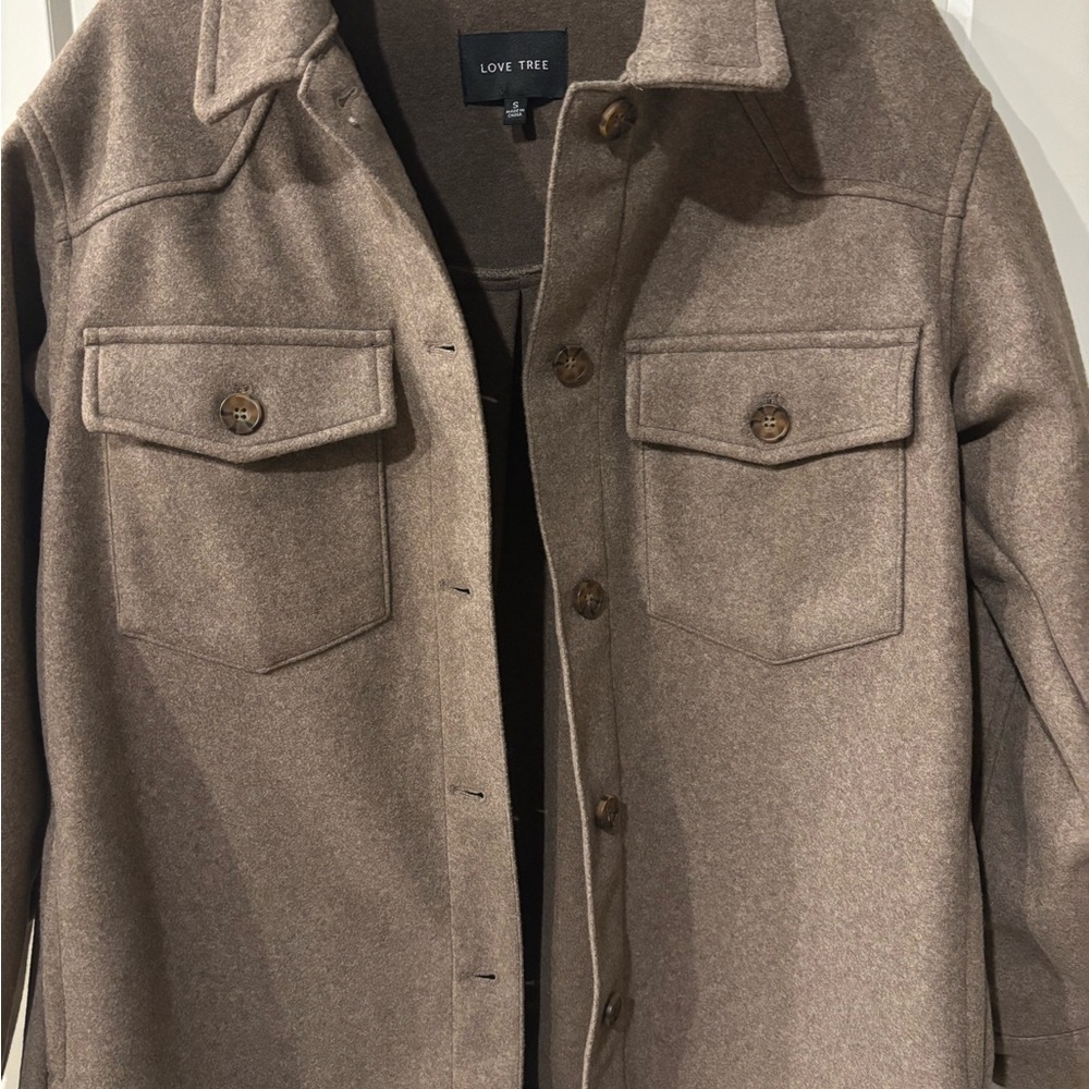 Love Tree Tan Button-Up shacket